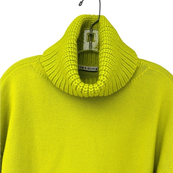 Alice + Olivia Wool Blend Adela Turtle Neck Sweater - Size XS - Chartreuse - Picture 5 of 11